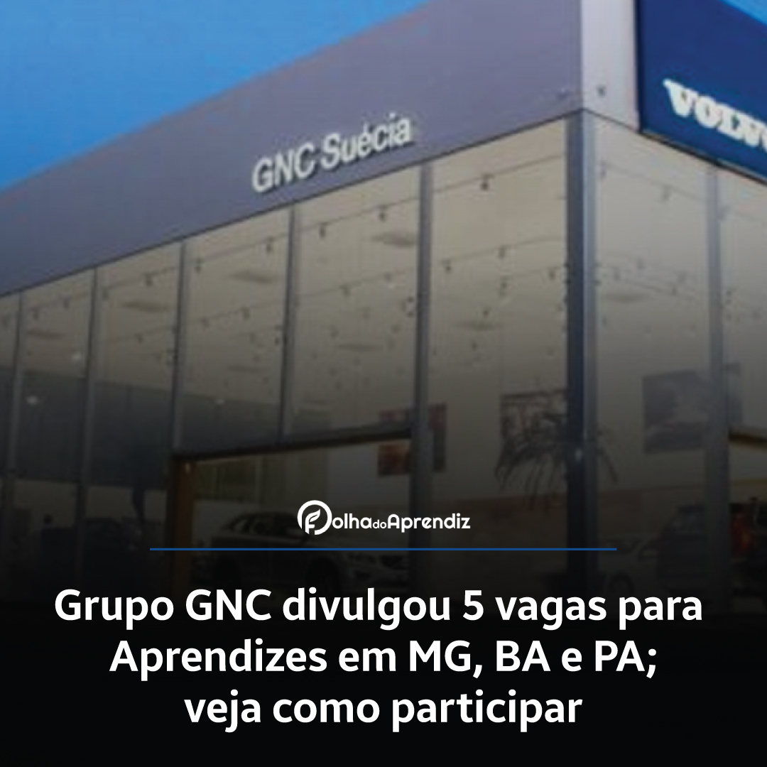 Vaga Jovem Aprendiz Grupo GNC